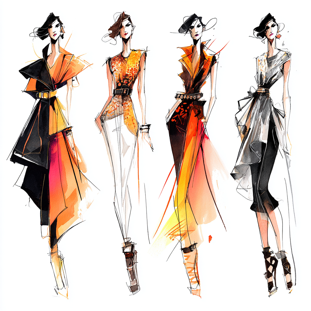 Fashion designer sketching on tablet