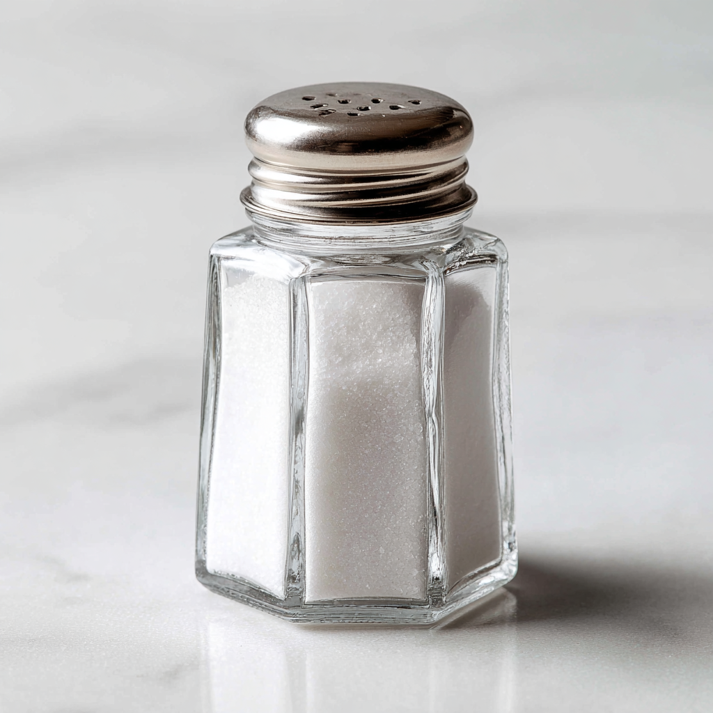 Glass salt shaker on marble — semantics shape even the most ordinary goods